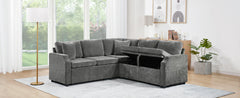 Sectional Sofa Bed L-shaped Sectional 81.9" Upholstered L-shaped Sofa with a Sofa Sleeper and a Hidden Storage Compartment for Living Room, Gray