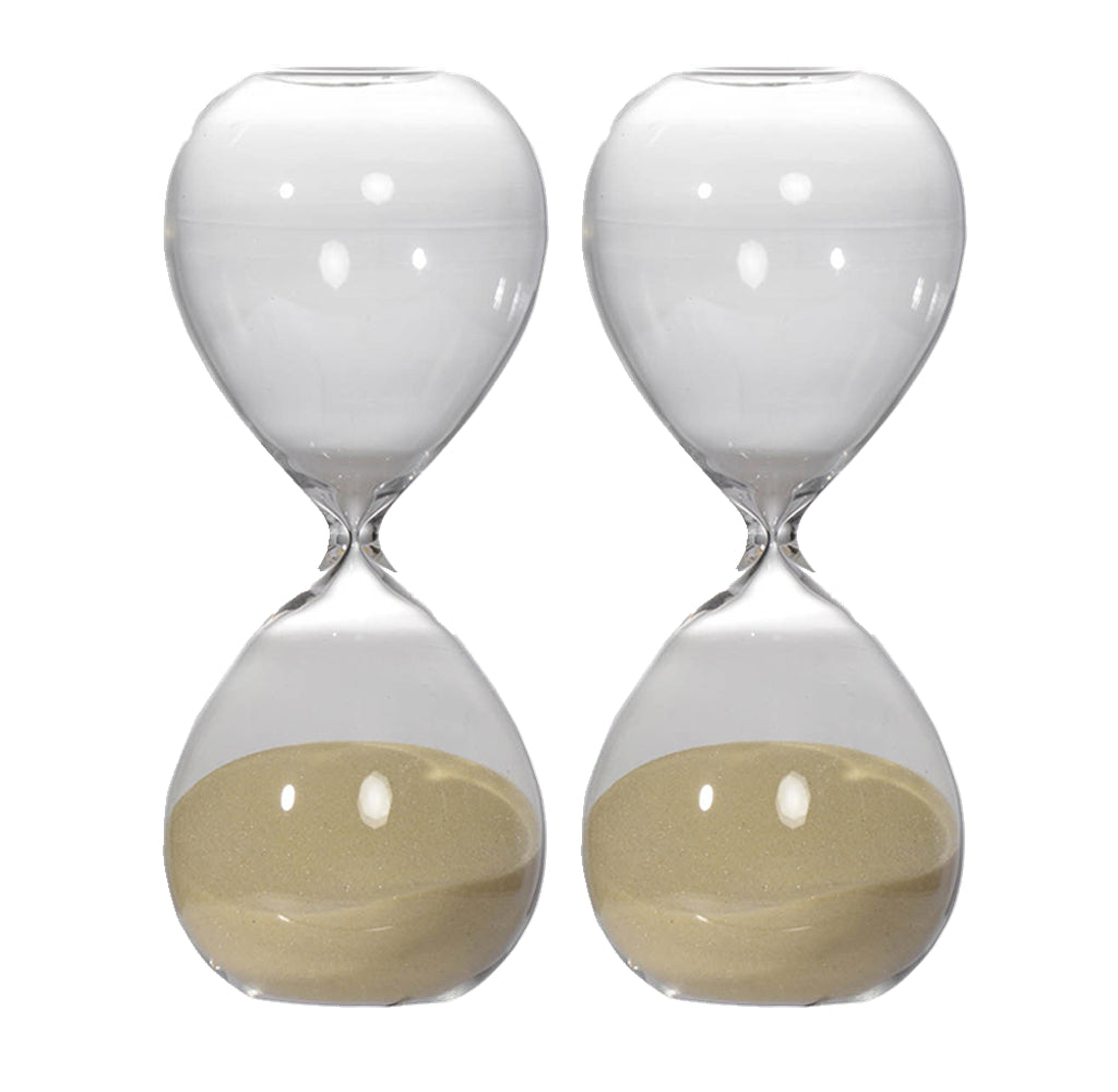 Set of 2, 8" Ferdinand 30-Minute Hourglass, Bisque Sand