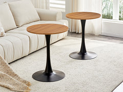 Round Dining Table, 23.6" Circle Tulip Table with Thickened Tabletop & Metal Pedestal, Mid Century Modern Bistro Table for Kitchen, Small Places, Living Room, Cafe (Faux Wood)
