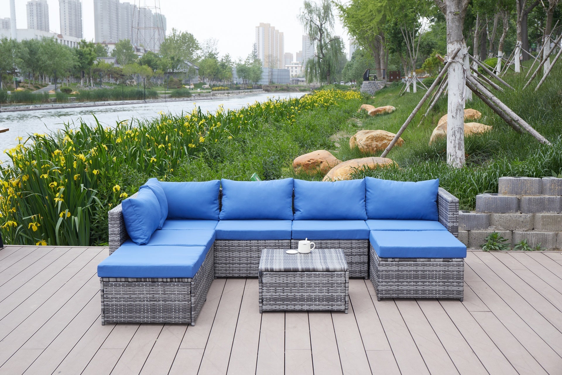 Patio Sofa with Cushions