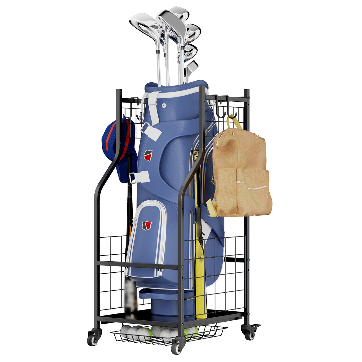 Golf Bag Storage Garage Organizer,Golf Club Bag Storage Rack for Garage, Extra Storage Rack for Golf Clubs,Golf Bag Organizer Fit for Garage,Shed,Basement