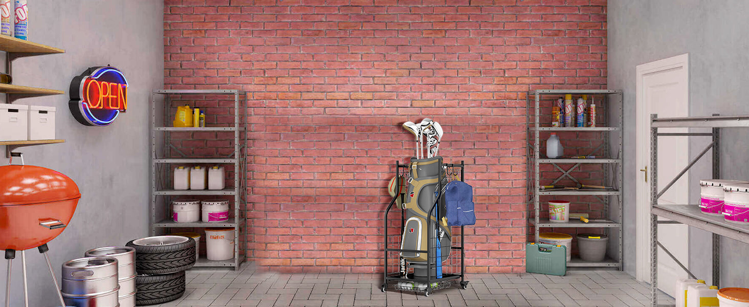 Golf Bag Storage Garage Organizer,Golf Club Bag Storage Rack for Garage, Extra Storage Rack for Golf Clubs,Golf Bag Organizer Fit for Garage,Shed,Basement