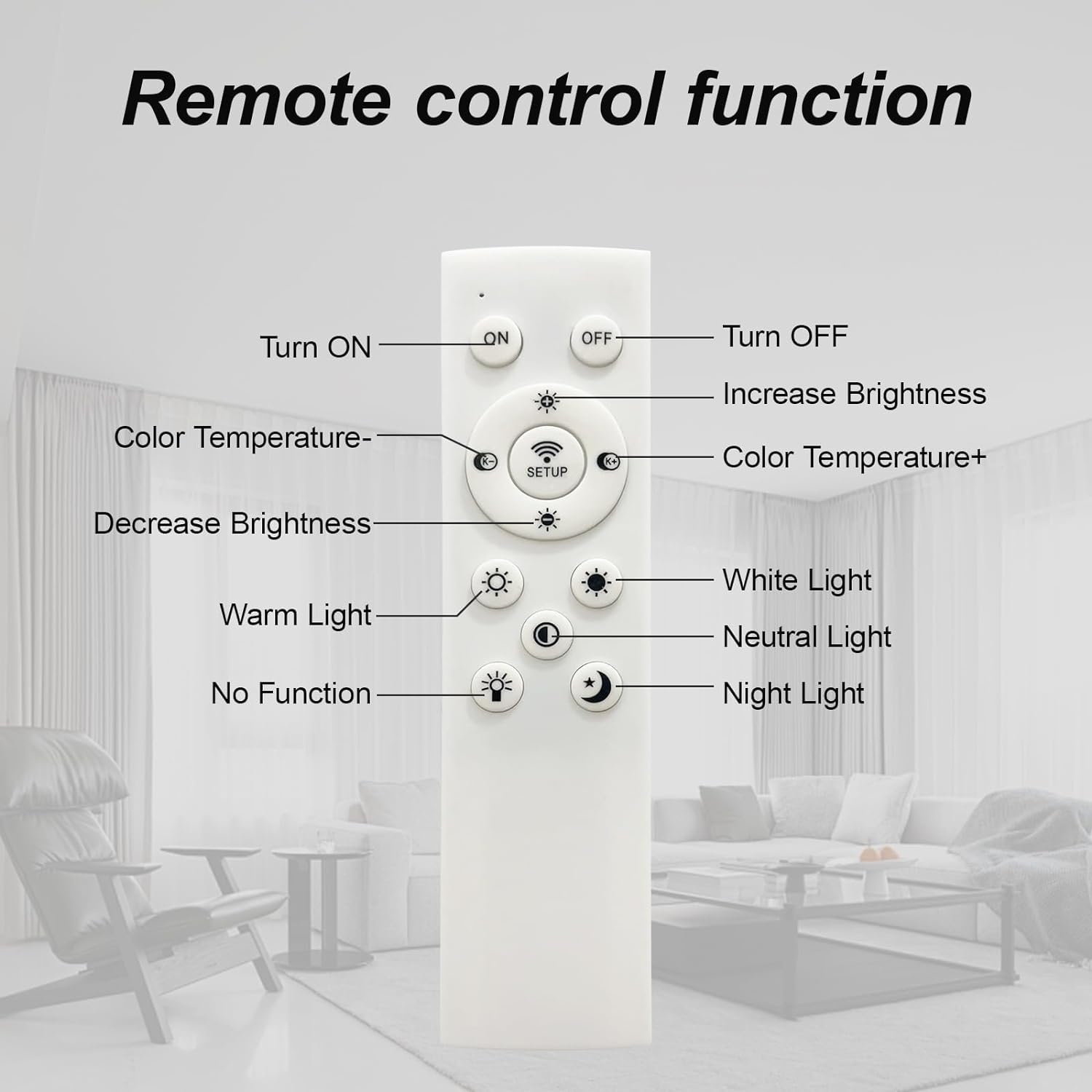 Modern LED Ceiling Light, Flush Mount Ceiling Light with Dimmable Remote Control, 6Rings Acrylic Ceiling Light Fixture for Bedroom, Living Room, Kitchen, Office Lamps (6 Heads)