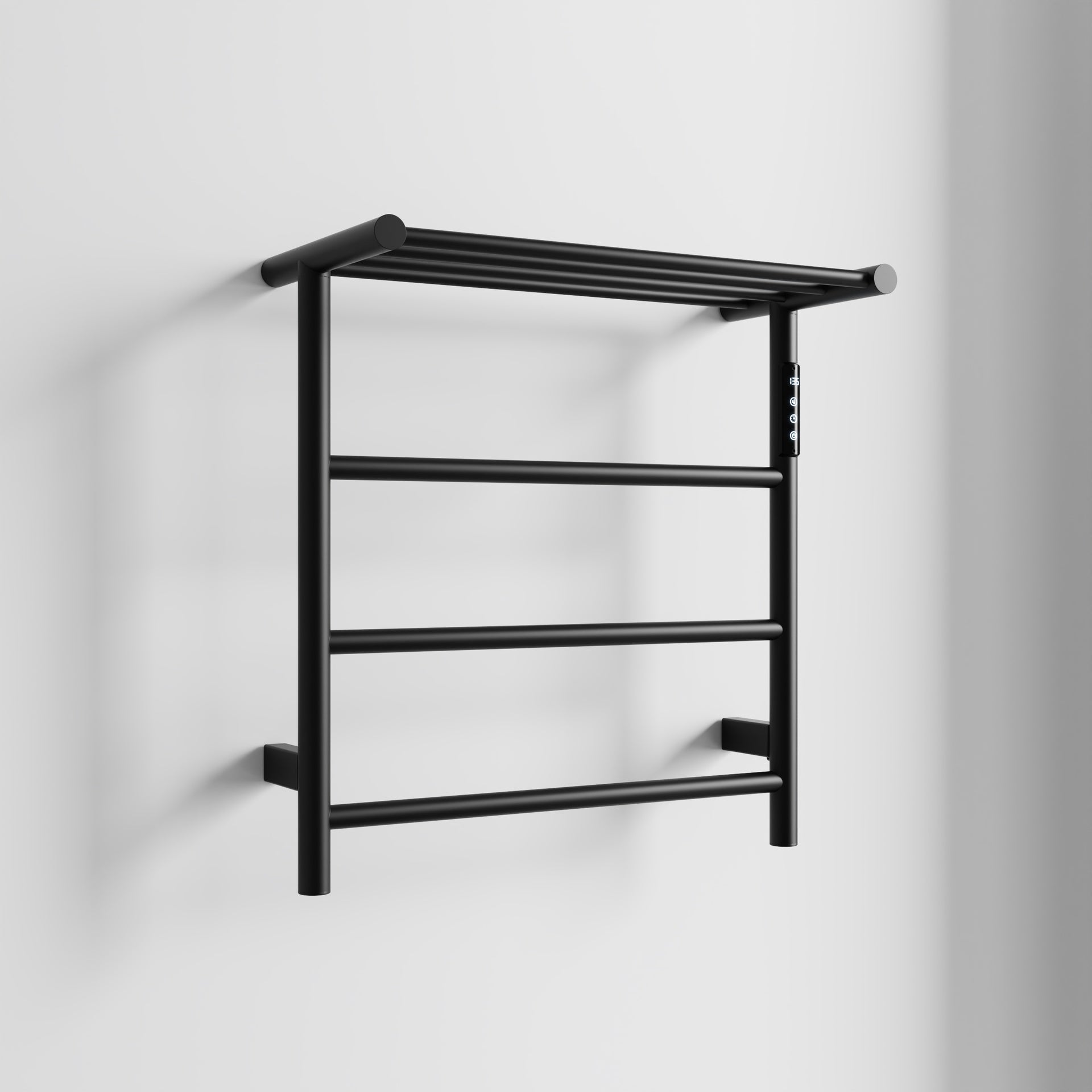 Heated Towel Rack with Top Shelf, 3-Bar Towel Wall MountedWarmer for Bathroom with Intelligent Touch Screen Timer, 304 Stainless Steel Polished, Plug-in/Hard-Wired