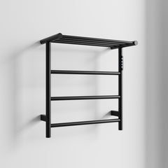 Heated Towel Rack with Top Shelf, 3-Bar Towel Wall MountedWarmer for Bathroom with Intelligent Touch Screen Timer, 304 Stainless Steel Polished, Plug-in/Hard-Wired
