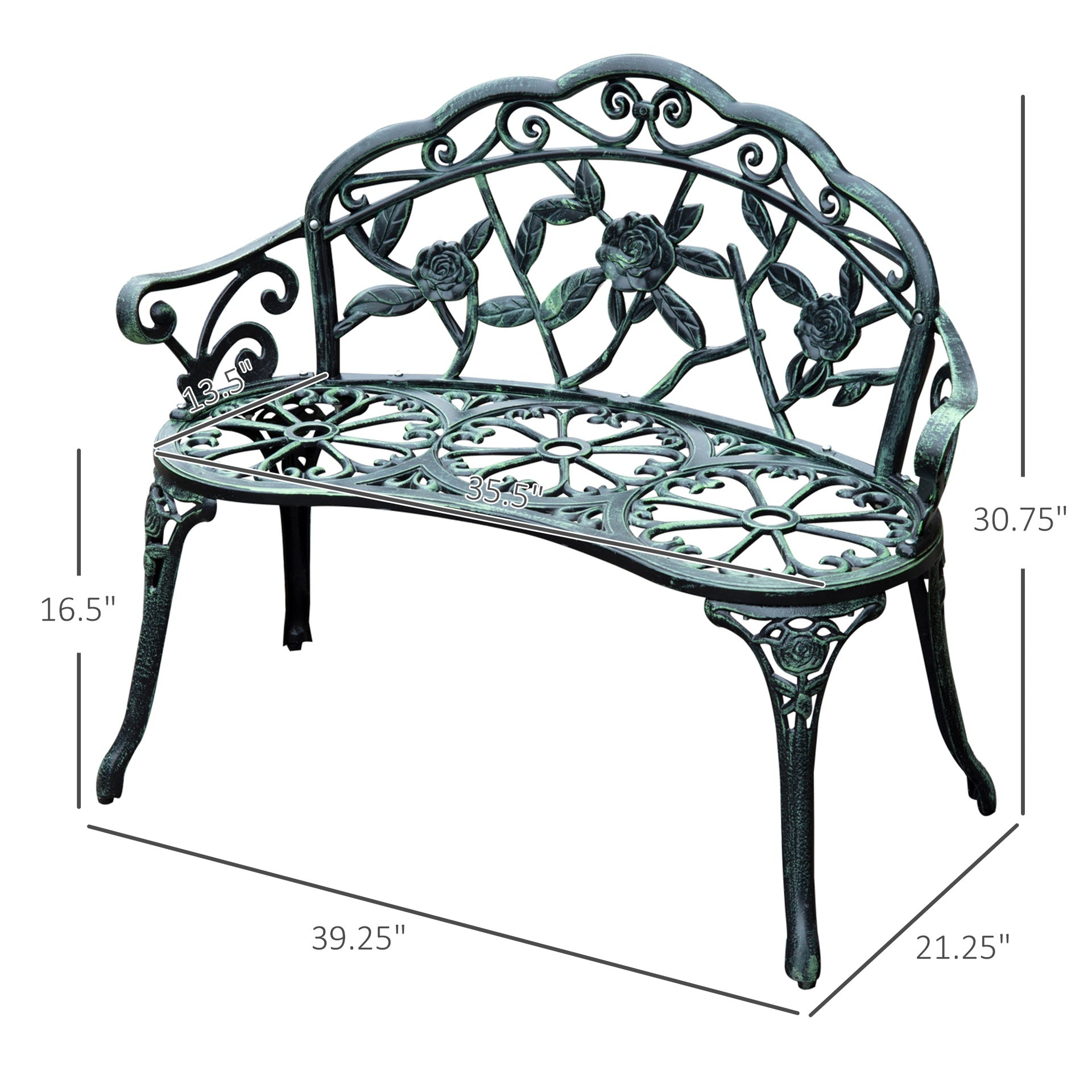 Bench Outdoor Bench, Cast Aluminum Outdoor Furniture, Metal Bench