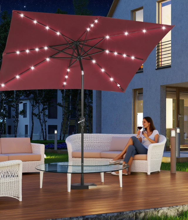Sun Umbrella Solar Umbrella, Lighted Patio Umbrella