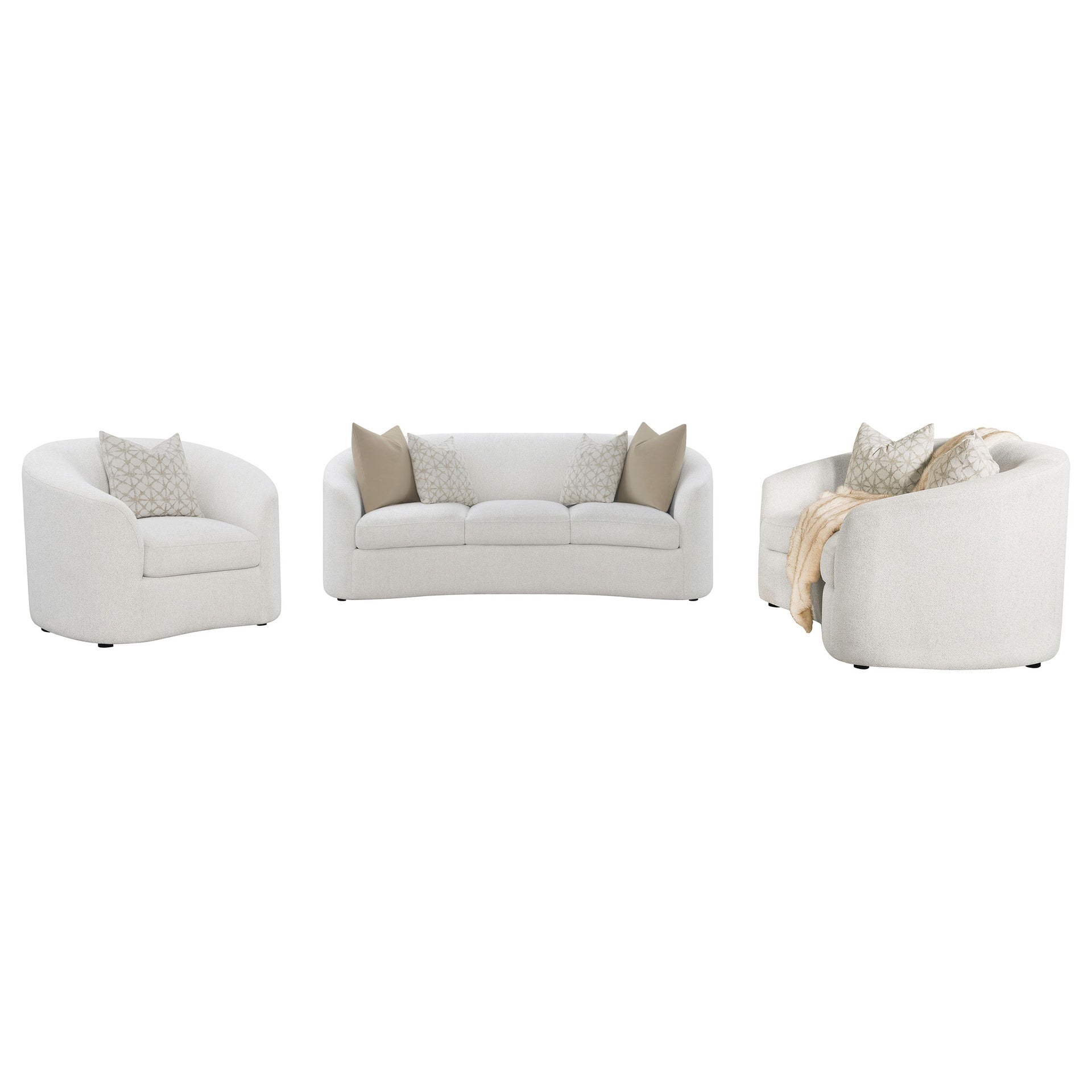 Rory Latte 3-piece Sloped Arms Living Room Set