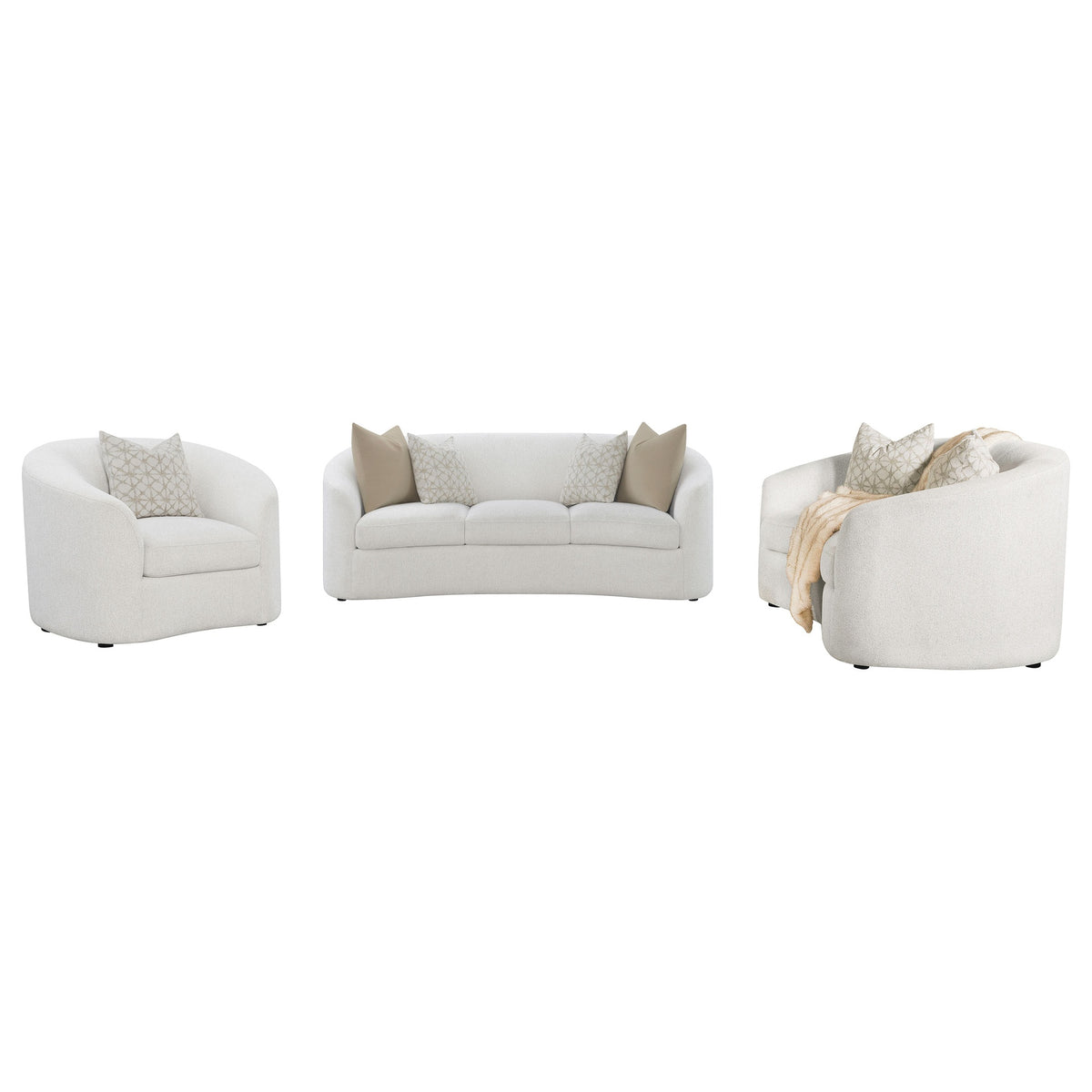 Rory Latte 3-piece Sloped Arms Living Room Set