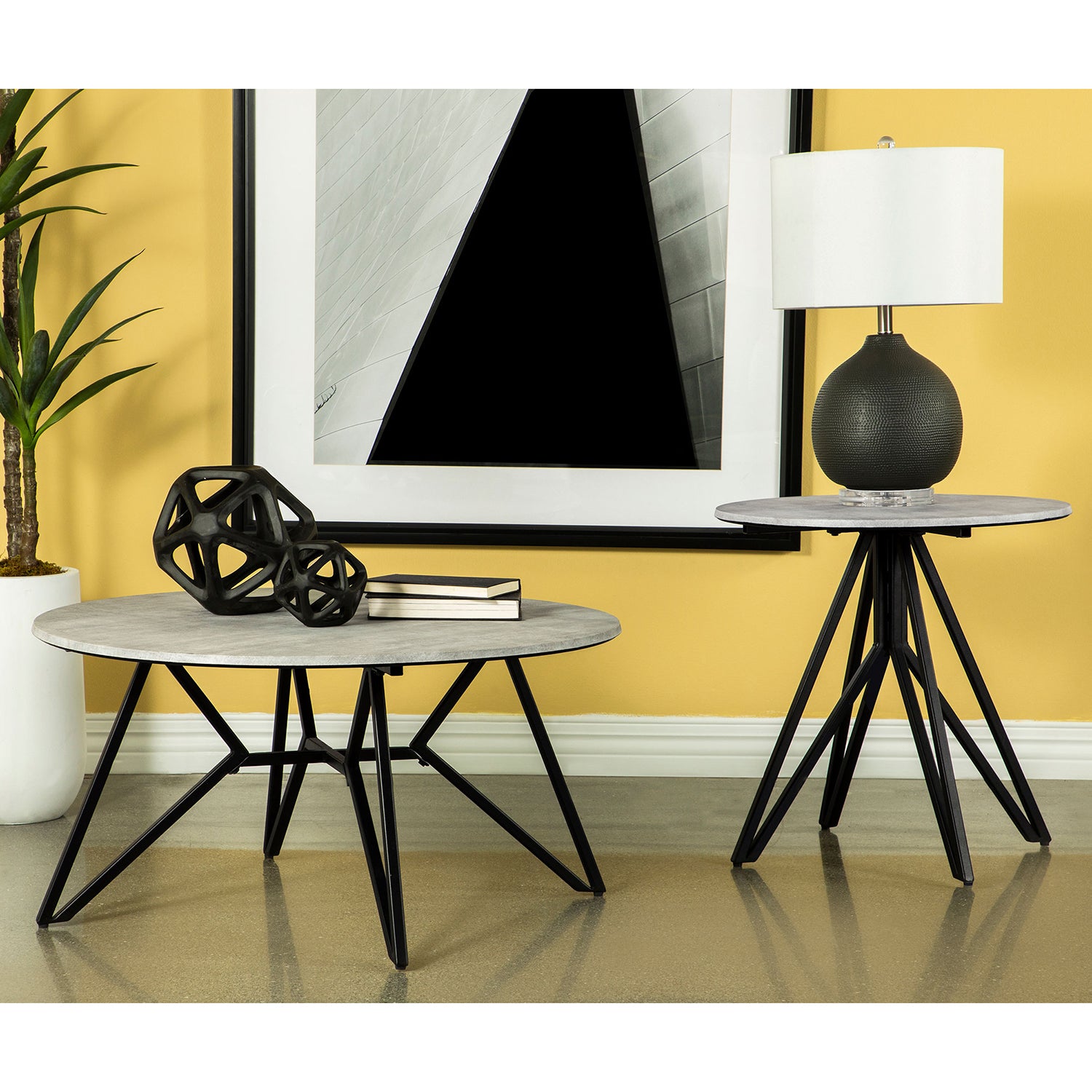 Garfield Cement 2-piece Round SmartTop Coffee and End Table Set