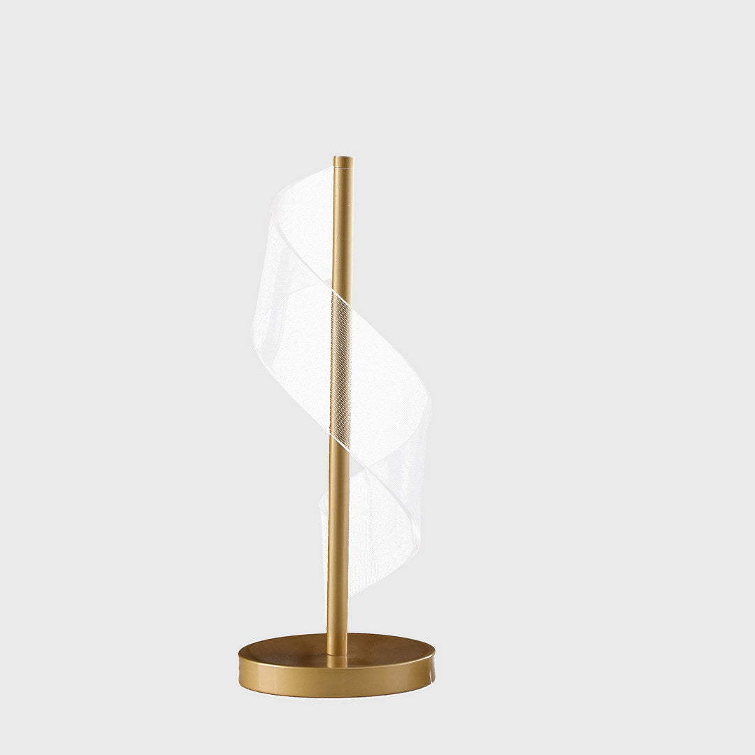 18.75" In Dinamo Modern "S" Wave Swirl Acrylic Led Brushed Gold Table Lamp
