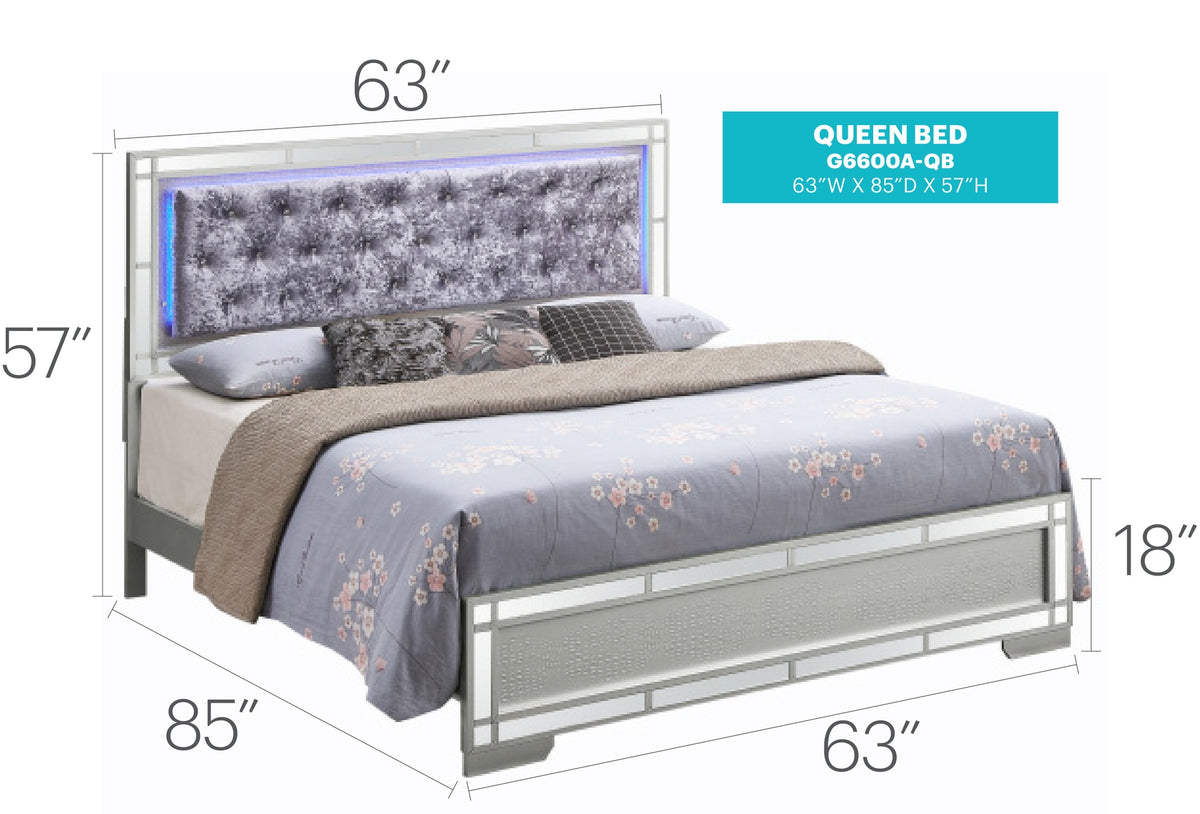 Glamorous Silver Champagne Queen Bed