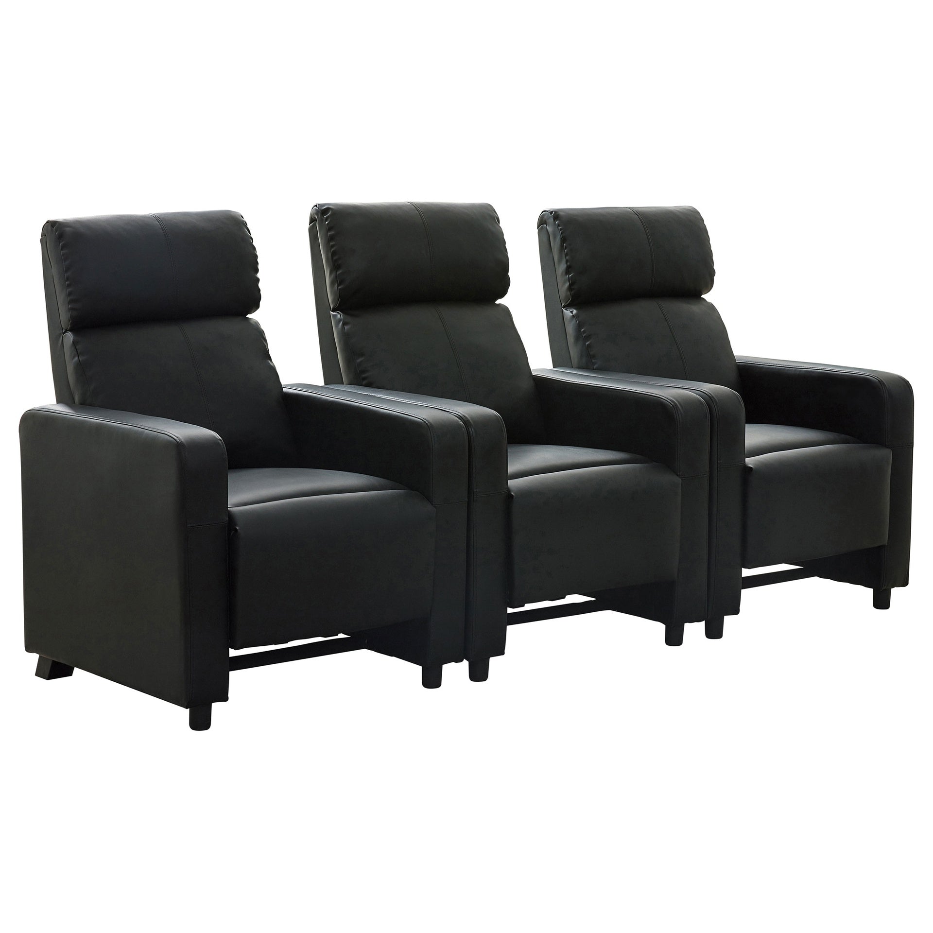Warren Black Upholstered 3-seater Home Theater
