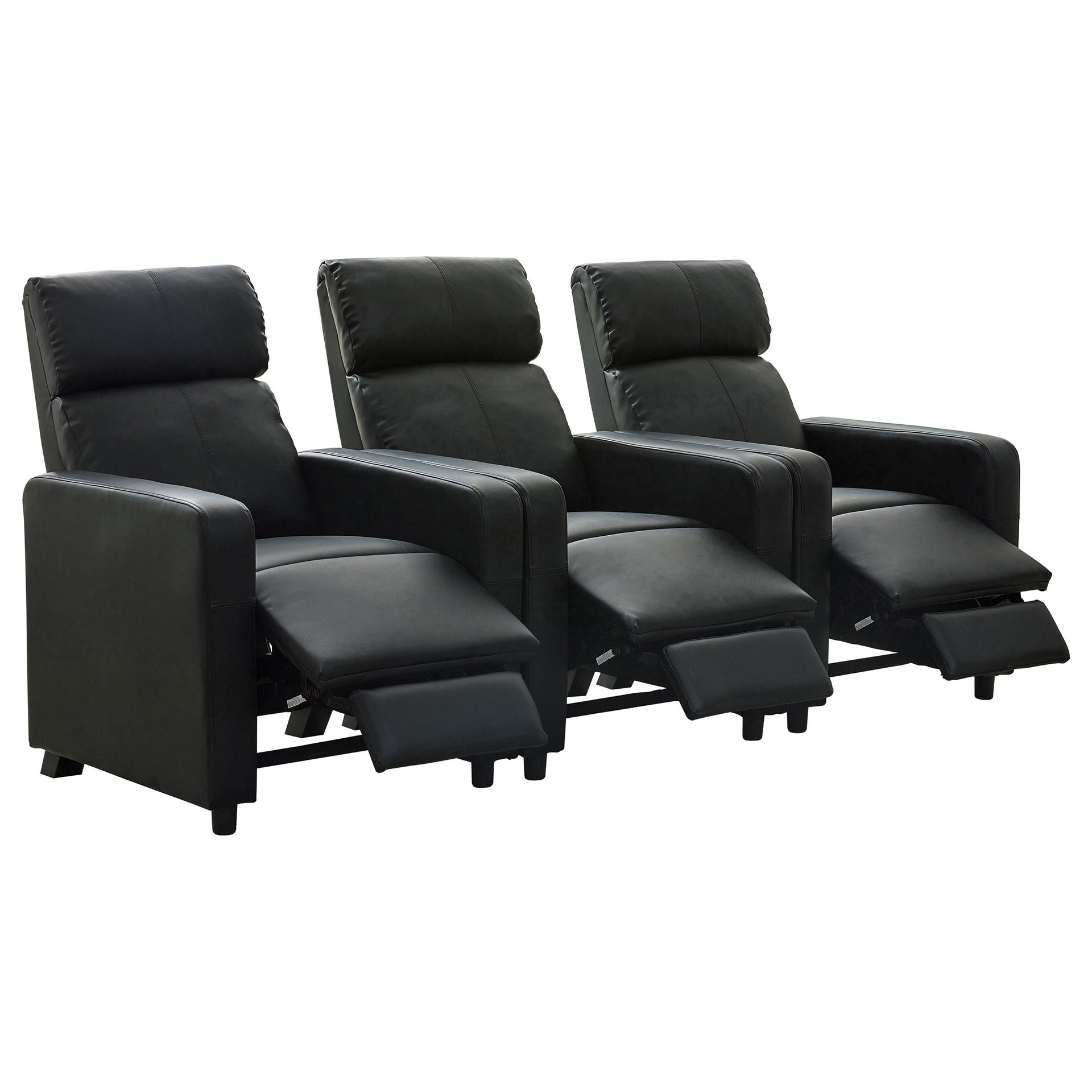 Warren Black Upholstered 3-seater Home Theater