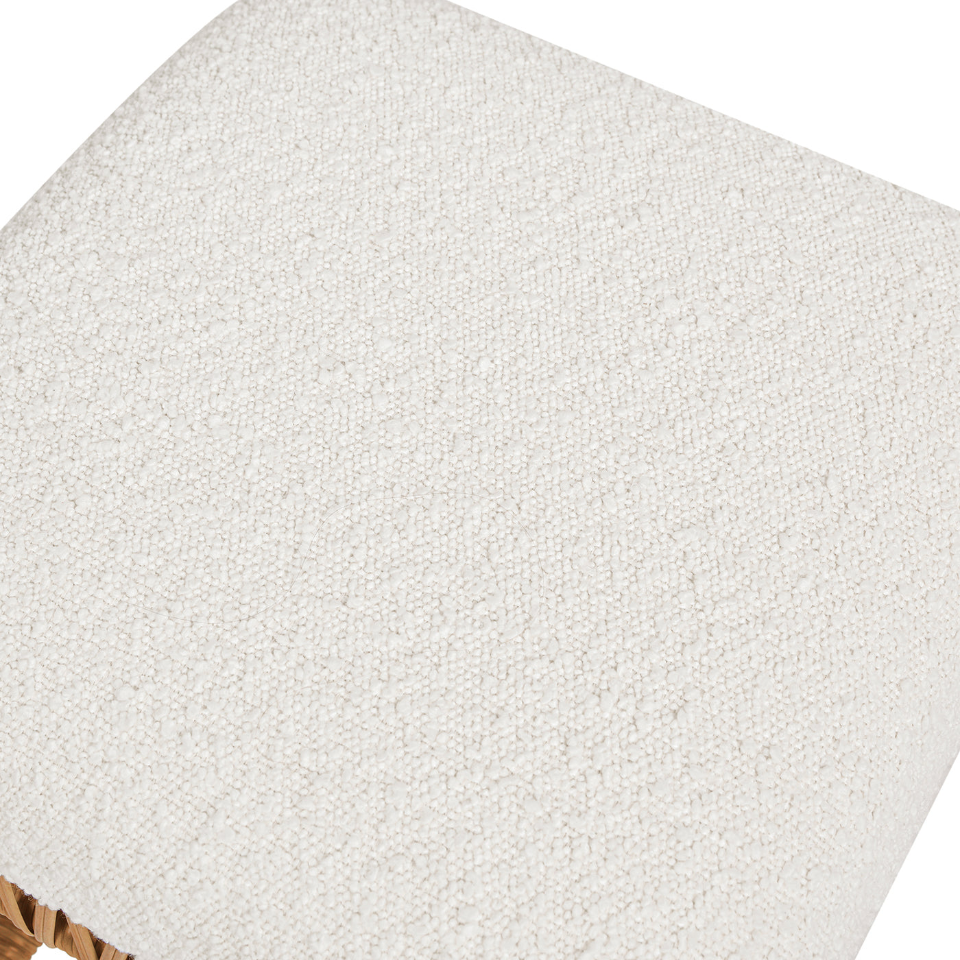 Lucia 25.5" Backless Upholstered Counter Stool with Resin Rattan Frame, Ivory White Boucle