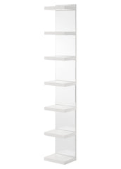 1pc Glam White Open Shelving Rack with Mirrored Back Living Room Wooden Furniture