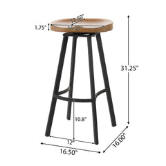 Pinewood Swivel Barstool with iron legs (Set of 2)