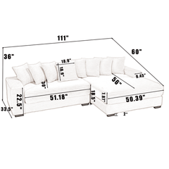 [NEW ARRIVED] [VIDEO PROVIDED] Oversized Two-Piece Couches, L Shaped Sofa, Corduroy, Right Chaise Daybed,with Armrests,Eight Throw Pillows,Corner Sofa,Easy To Assemble, Green