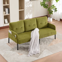 UNITED WE WIN Oversized Loveseat, Modern & Plush Double-seater Sofa, Corduroy Upholstered Couch, Cozy Bedroom Sofa with Metal Legs & Side Pockets, Ideal for Living Room, Bedroom, Dorm, Apartment