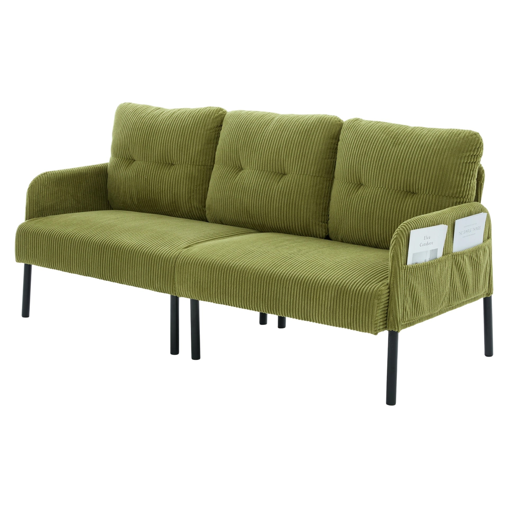 UNITED WE WIN Oversized Loveseat, Modern & Plush Double-seater Sofa, Corduroy Upholstered Couch, Cozy Bedroom Sofa with Metal Legs & Side Pockets, Ideal for Living Room, Bedroom, Dorm, Apartment