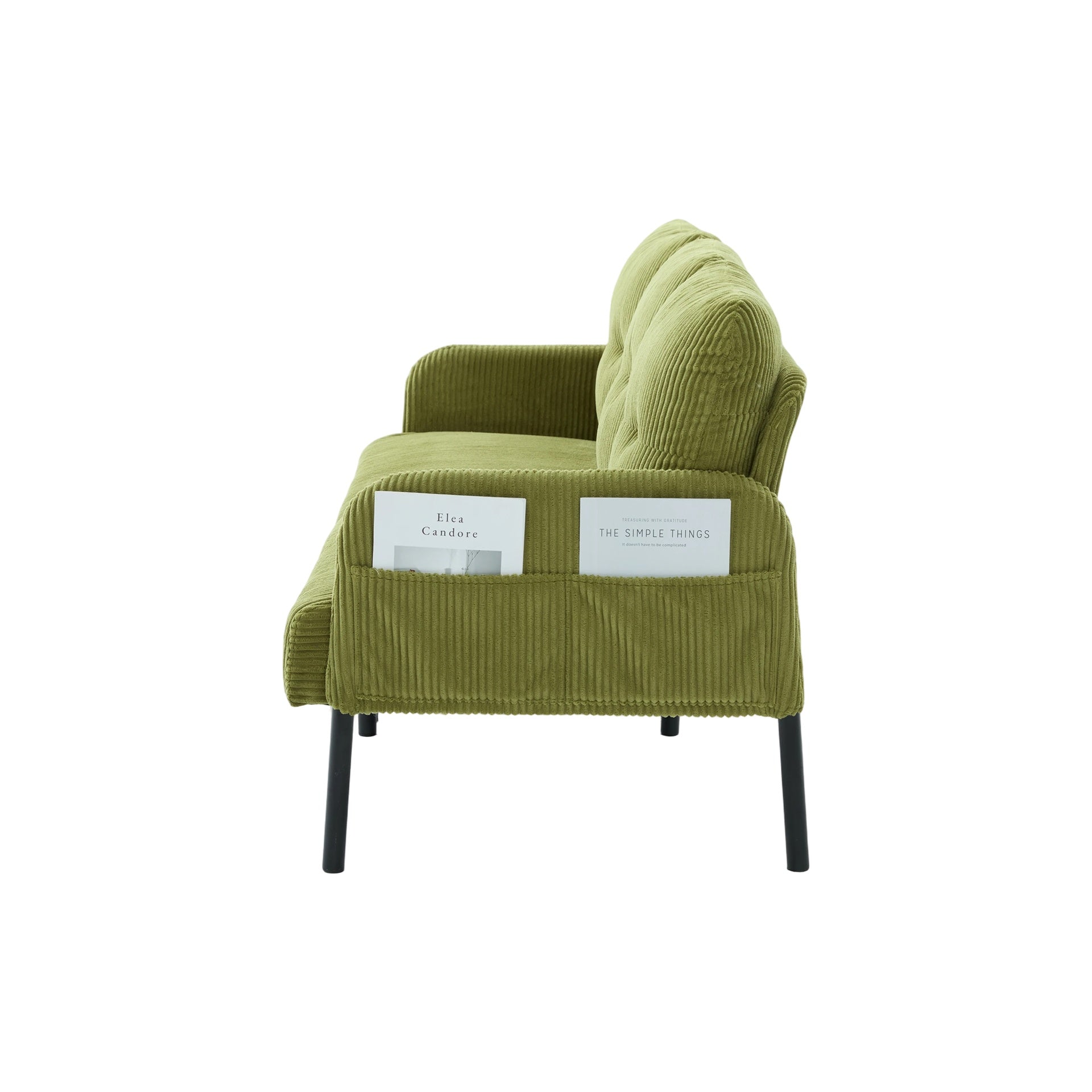 UNITED WE WIN Oversized Loveseat, Modern & Plush Double-seater Sofa, Corduroy Upholstered Couch, Cozy Bedroom Sofa with Metal Legs & Side Pockets, Ideal for Living Room, Bedroom, Dorm, Apartment