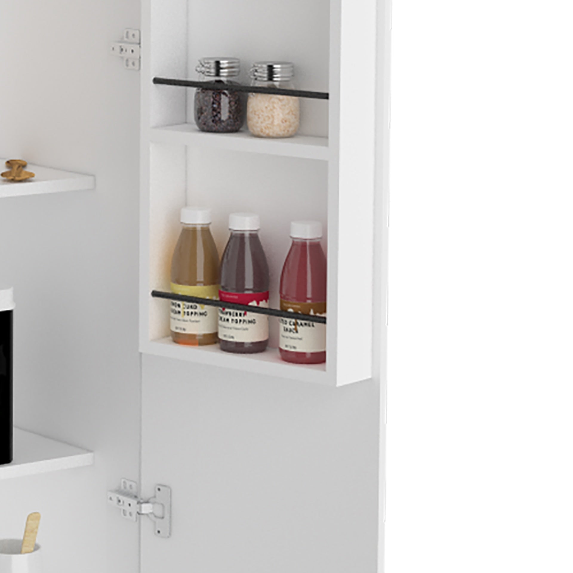 Pantry Double Door Cabinet, Five Shelves,Three Interior Door Shelves, White