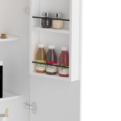 Pantry Double Door Cabinet, Five Shelves,Three Interior Door Shelves, White