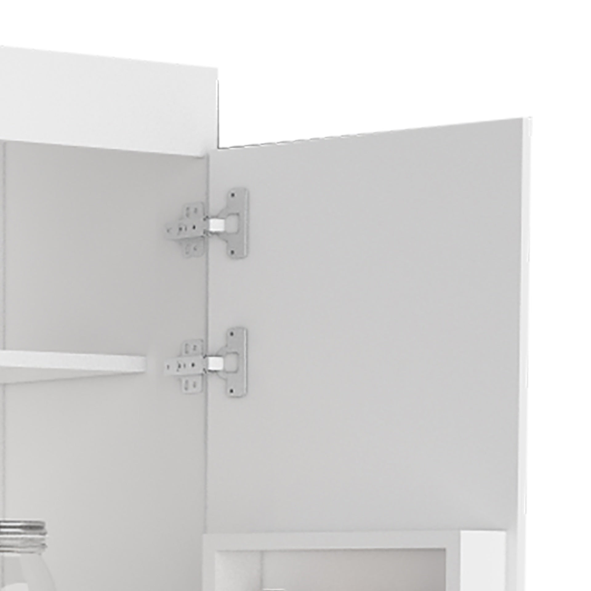 Pantry Double Door Cabinet, Five Shelves,Three Interior Door Shelves, White
