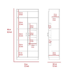 Pantry Double Door Cabinet, Five Shelves,Three Interior Door Shelves, White