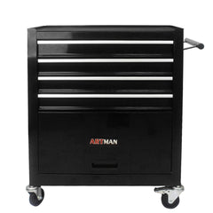 4 DRAWERS MULTIFUNCTIONAL TOOL CART WITH WHEELS-BLACK