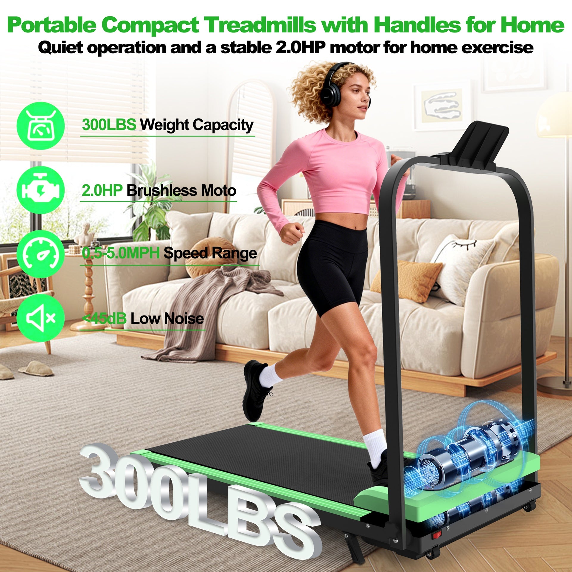 Foldable Treadmill with Handle Bar & Incline, 2 in 1 Upgrade Portable Under Desk Walking Pad and Vibration Pad with Remote Control for Home Office Small Spaces