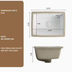 16 Inch Rectangle Undermount Bathroom Sink Under Counter Vanity Sink Opening Size White Porcelain Basin Sink Para Baños