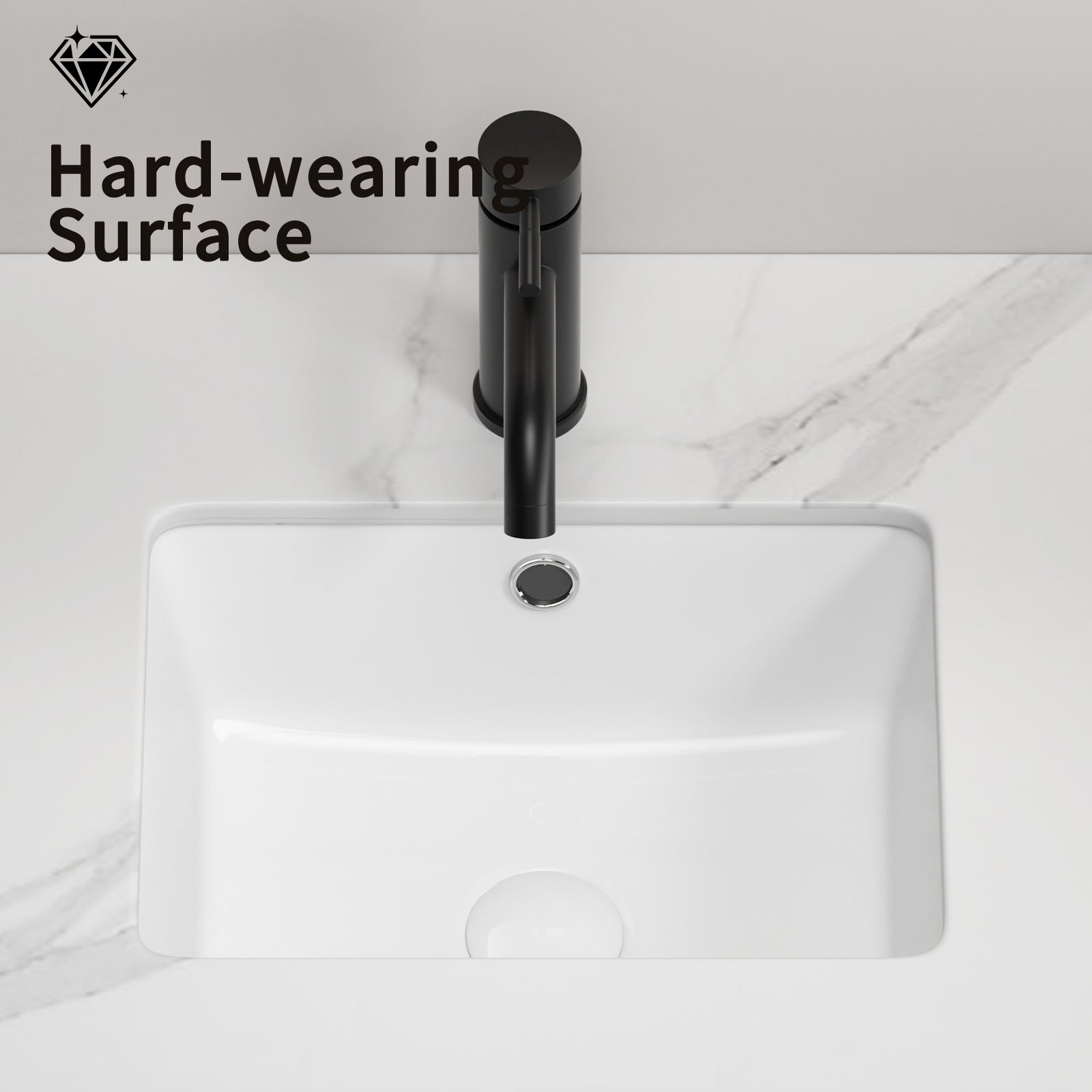 16 Inch Rectangle Undermount Bathroom Sink Under Counter Vanity Sink Opening Size White Porcelain Basin Sink Para Baños