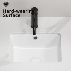 16 Inch Rectangle Undermount Bathroom Sink Under Counter Vanity Sink Opening Size White Porcelain Basin Sink Para Baños