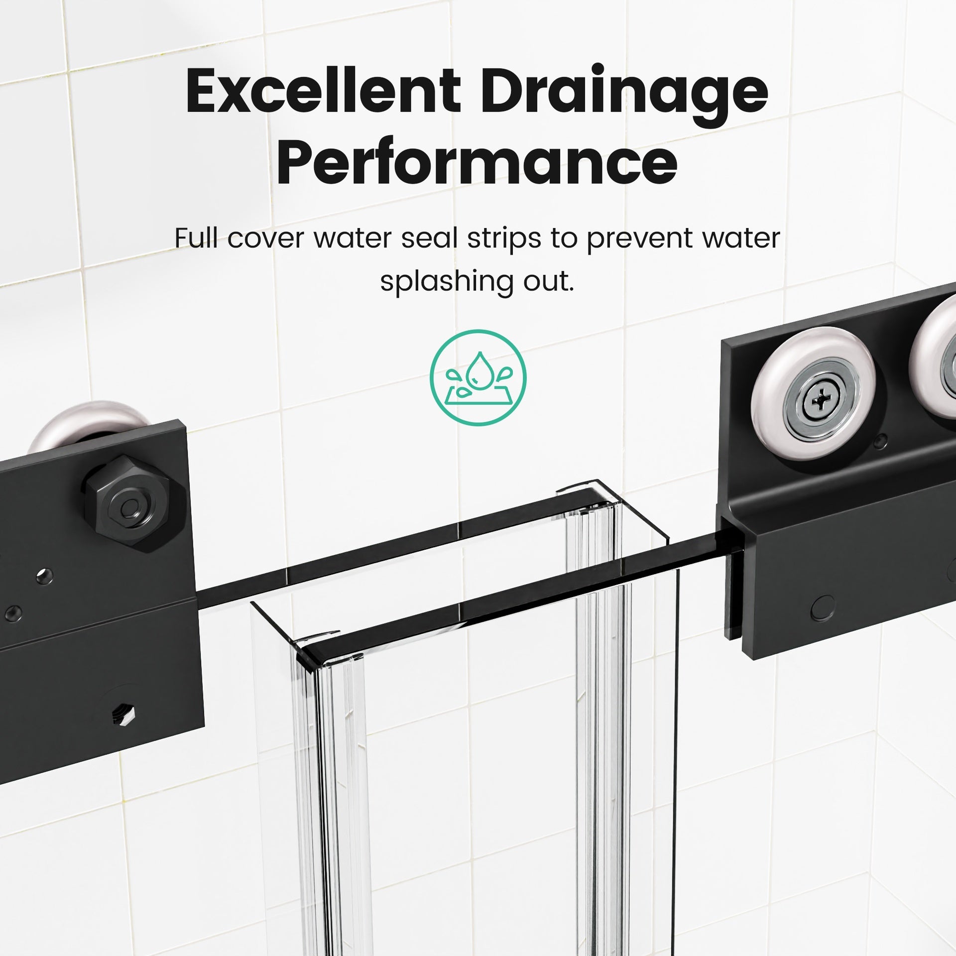 56"-60"W*72" H  Semi-Frameless Double Sliding Shower Door, Bypass Shower Door, 1/4" (6mm) Thick SGCC Tempered Glass Door,  Matte Black