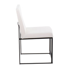 High Back Fuji Contemporary Dining Chair in Black Steel and White Velvet by LumiSource - Set of 2
