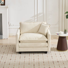 Cloud Sofa Single Seat (Ottoman is not included), Modern Sectional Couch, for Living Room Bedroom and Apartment, Comfy Double Layer Upholstered Seat Cushion, Breathable Chenille Fabric, Beige