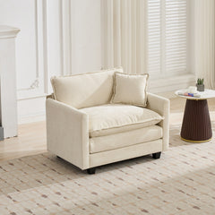 Cloud Sofa Single Seat (Ottoman is not included), Modern Sectional Couch, for Living Room Bedroom and Apartment, Comfy Double Layer Upholstered Seat Cushion, Breathable Chenille Fabric, Beige