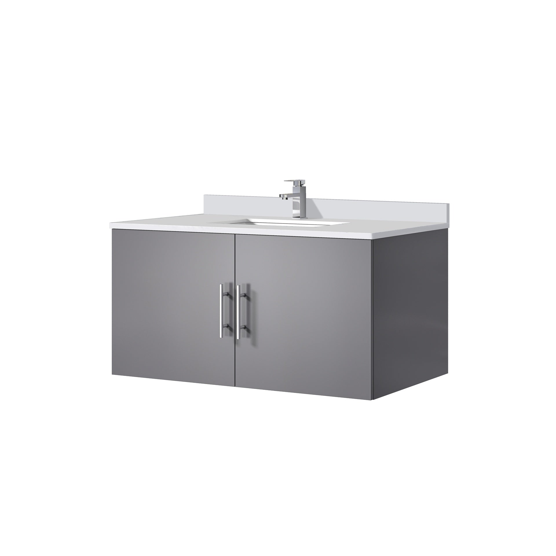 Dark Grey Bath Vanity 36 in. W x 22 in. D, Cultured Marble Top, and Faucet Set
