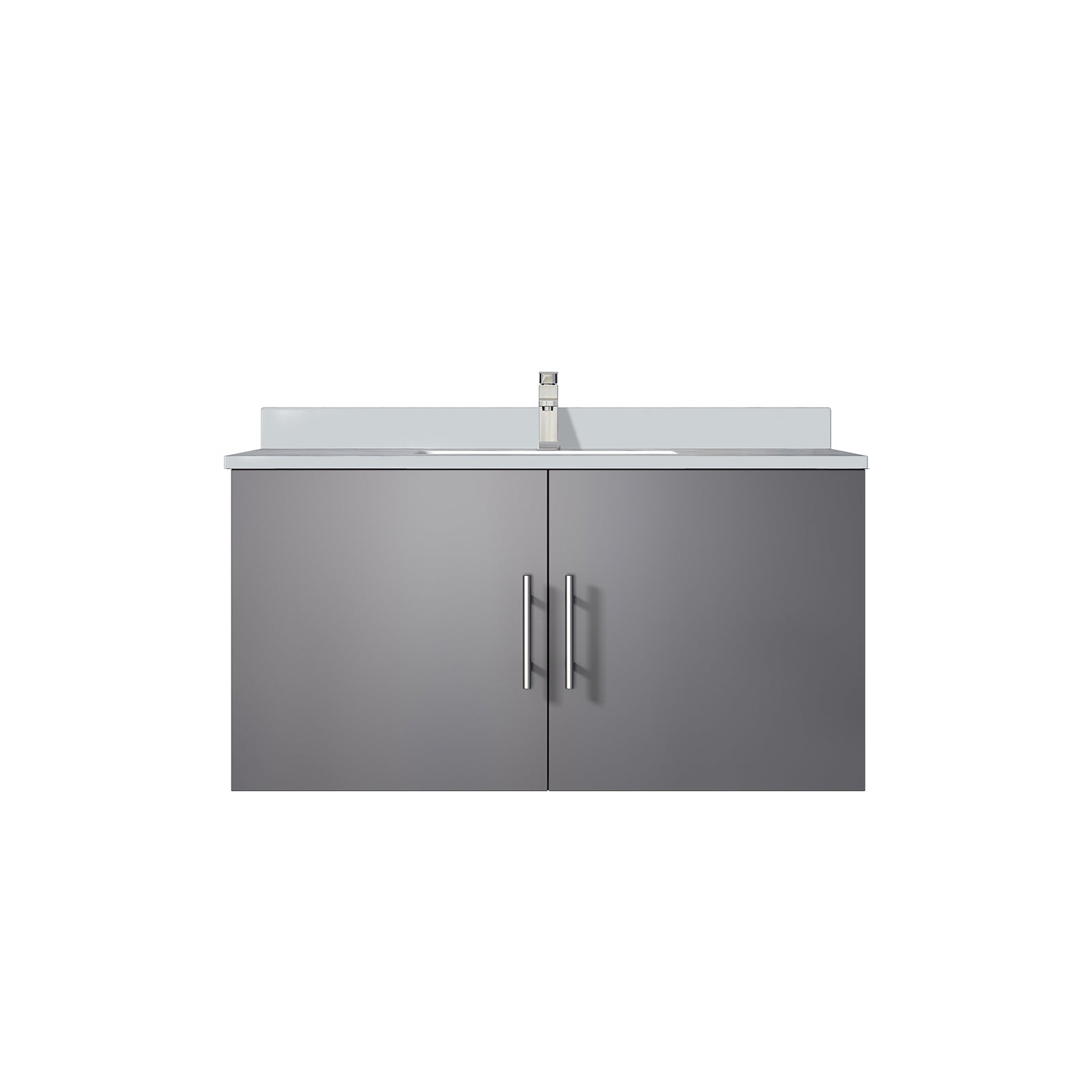 Dark Grey Bath Vanity 36 in. W x 22 in. D, Cultured Marble Top, and Faucet Set