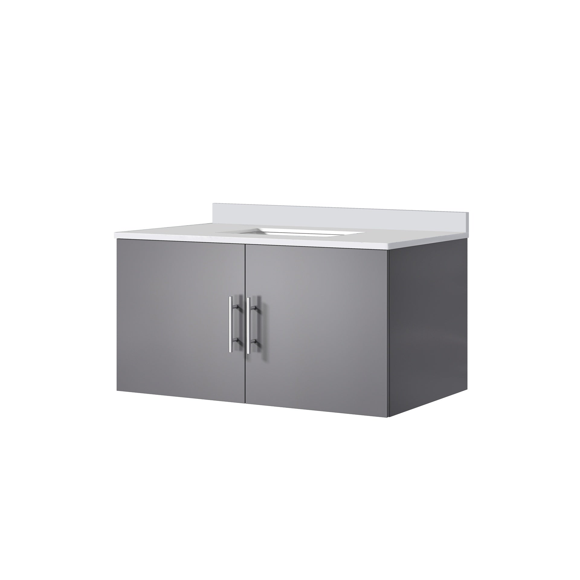 Dark Grey Bath Vanity 36 in. W x 22 in. D, with White Quartz Top