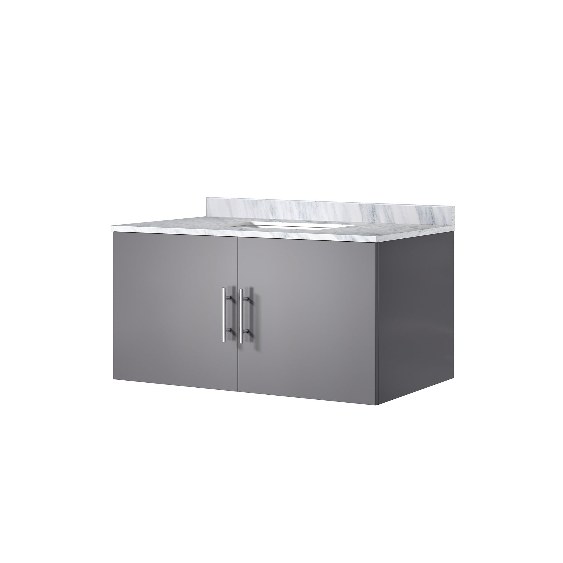 Dark Grey Bath Vanity 36 in. W x 22 in. D, with Carrara Marble Top