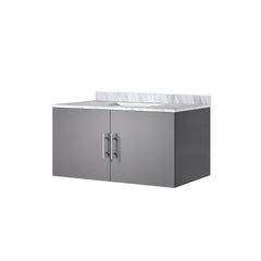 Dark Grey Bath Vanity 36 in. W x 22 in. D, with Carrara Marble Top