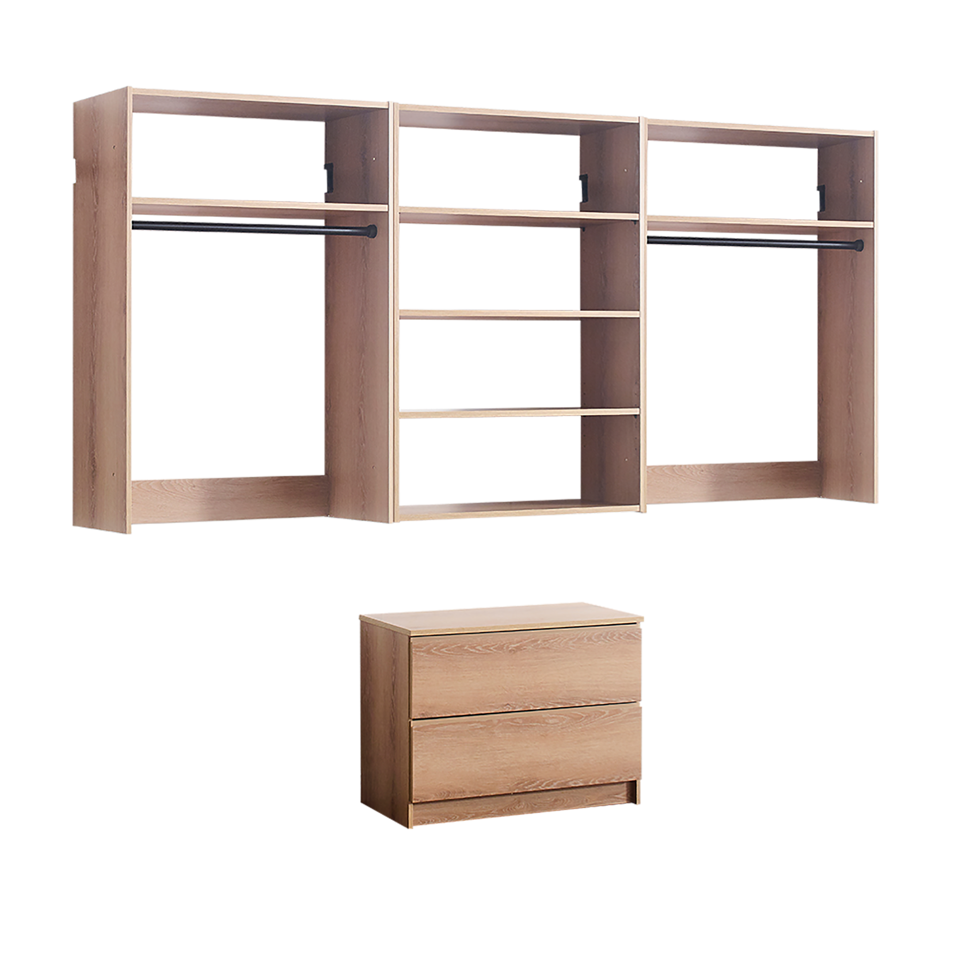 Devi Oak Wall Mounted Wood Closet System