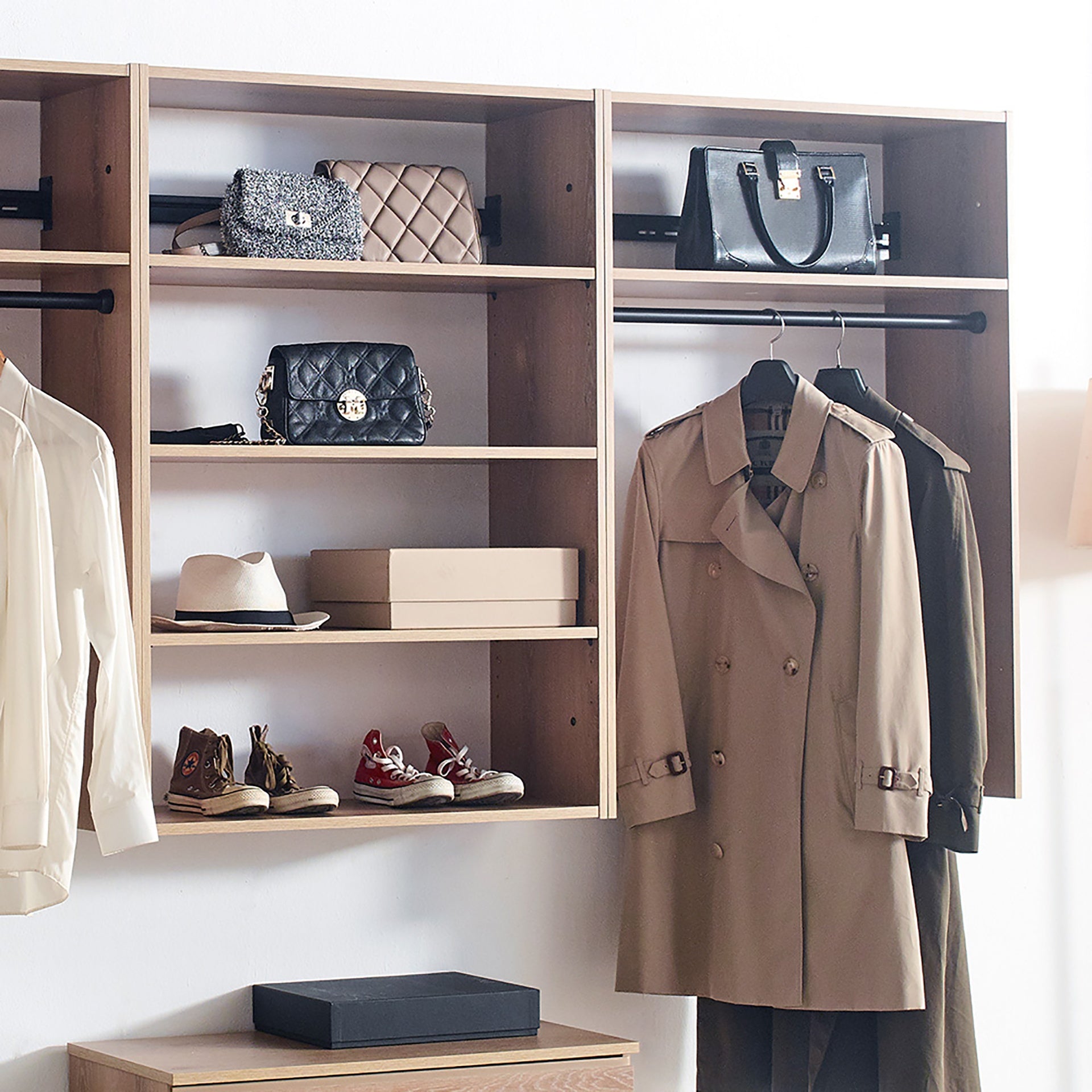 Devi Oak Wall Mounted Wood Closet System