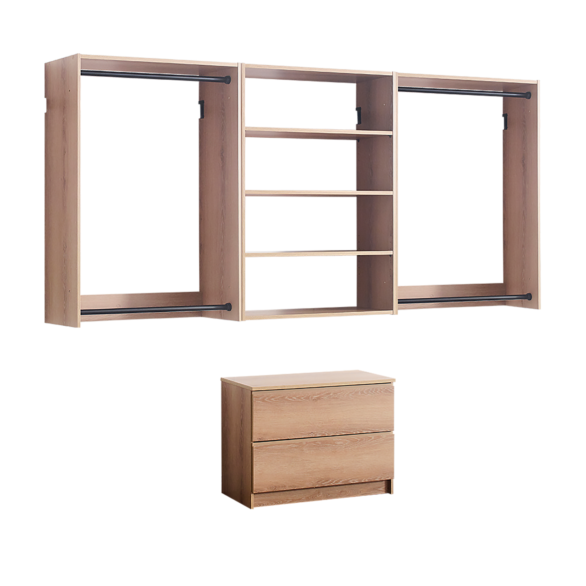 Devi Oak Wall Mounted Wood Closet System