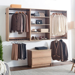 Devi Oak Wall Mounted Wood Closet System
