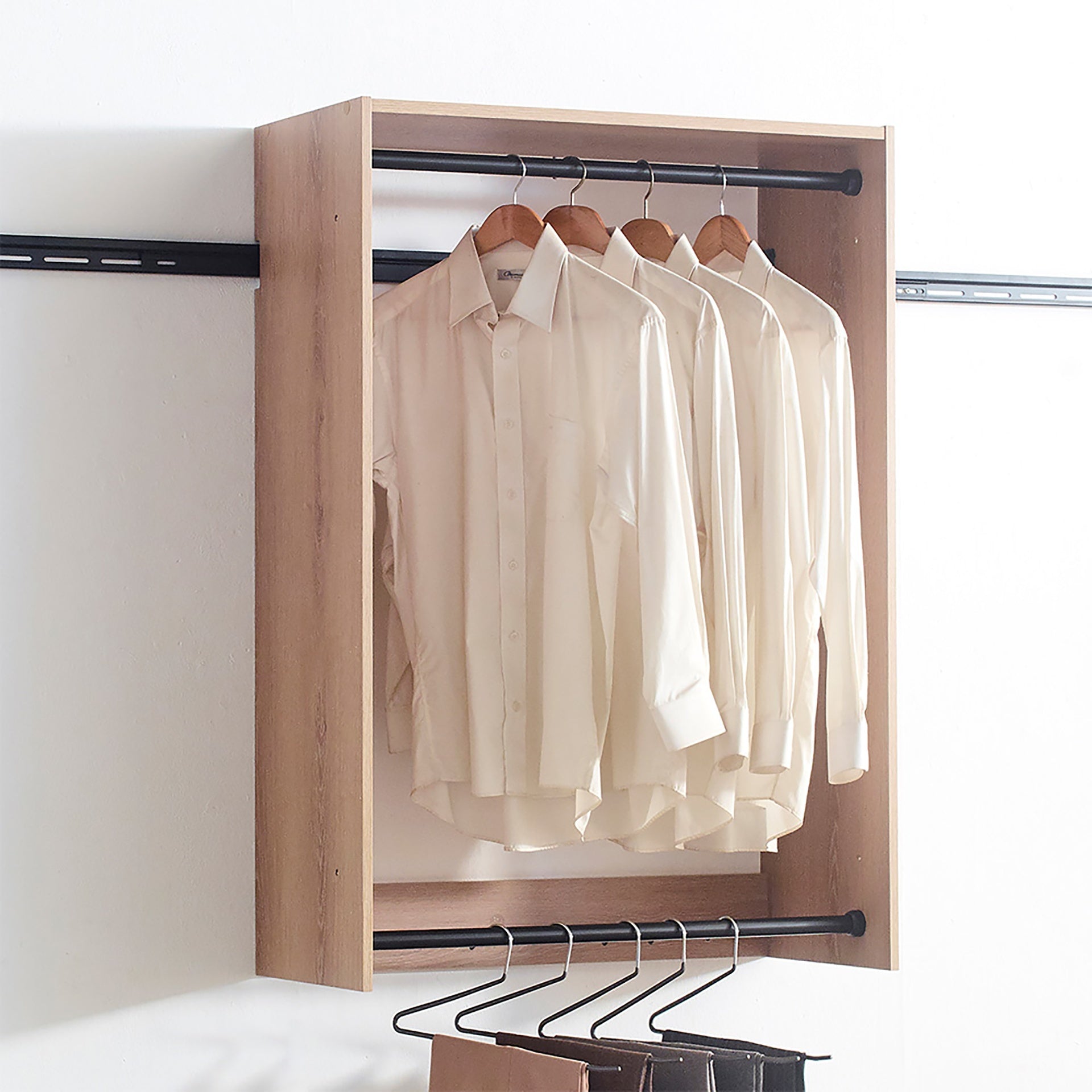 Devi Oak Wall Mounted Wood Closet System