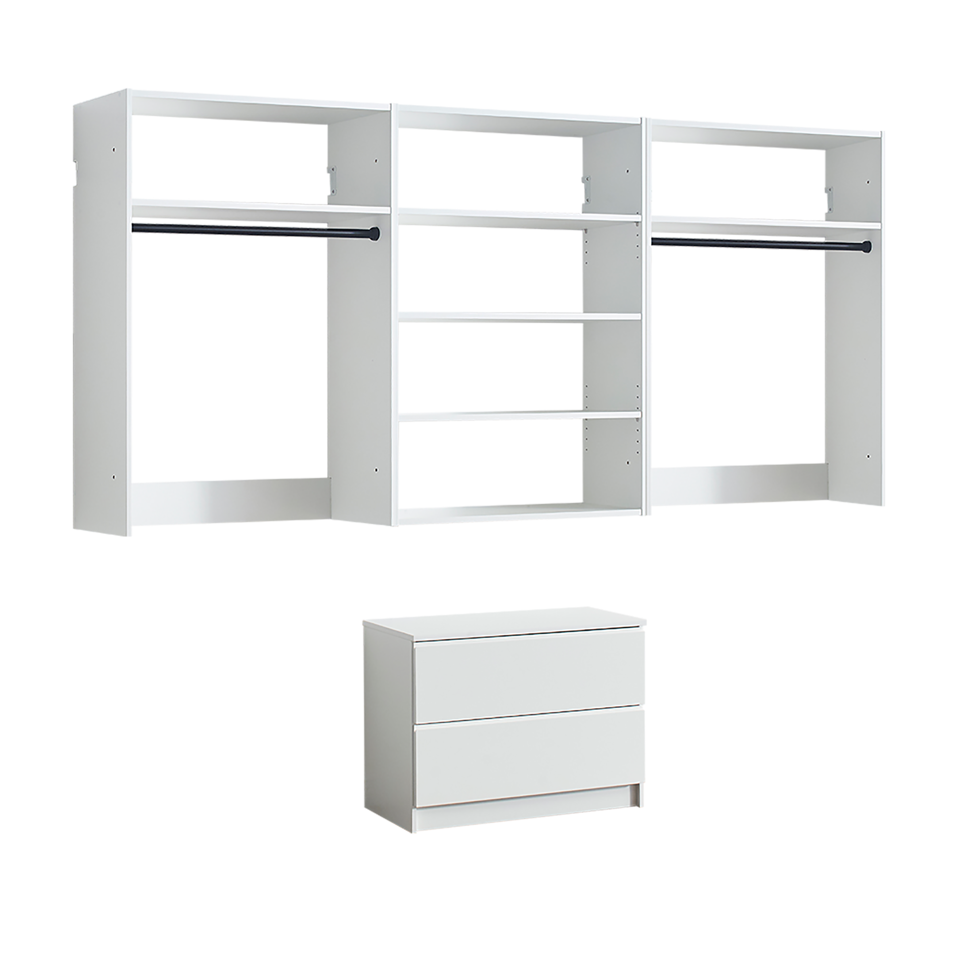 Devi White Wall Mounted Wood Closet System