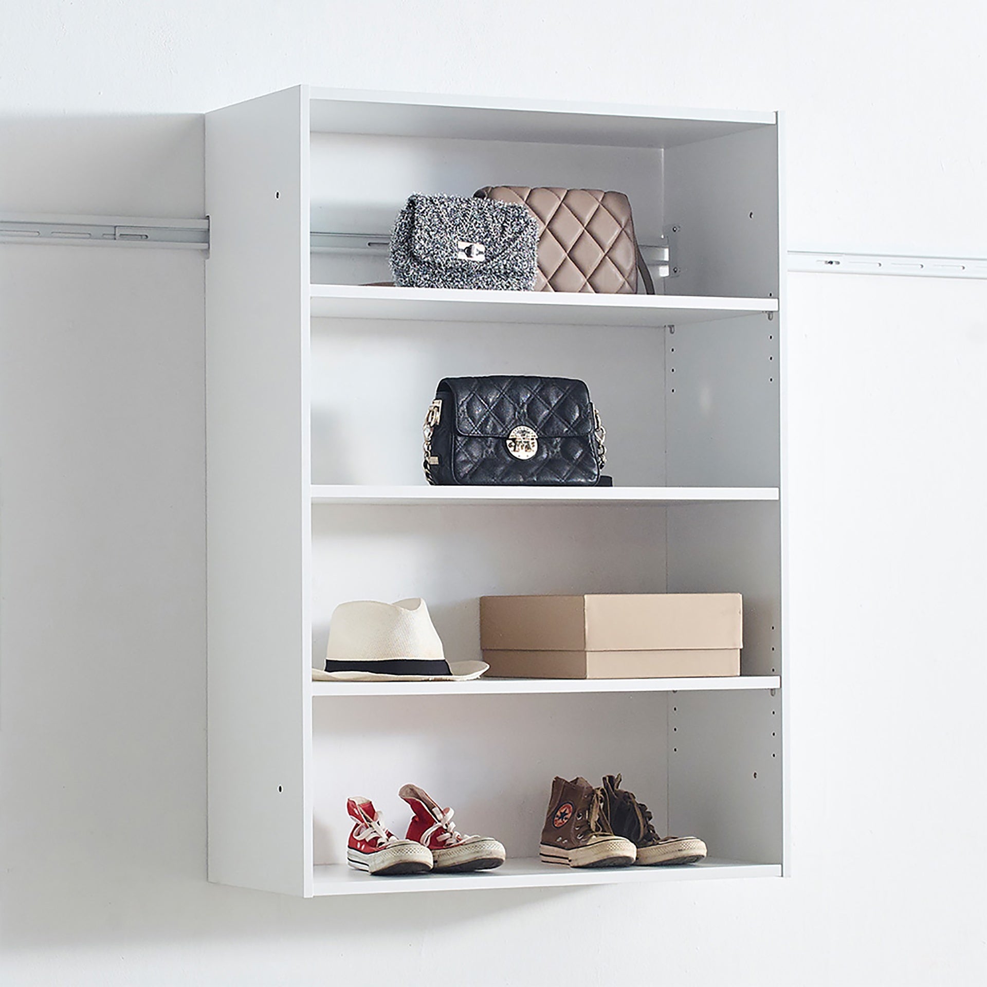 Devi White Wall Mounted Wood Closet System